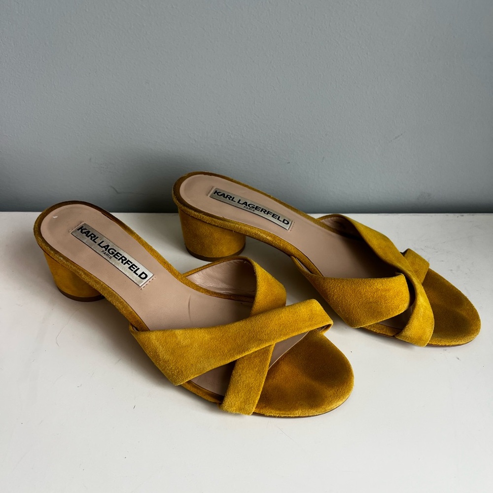 Karl Lagerfeld Yellow Suede Leather Paris Women's Shoes
